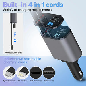 4-in-1 Retractable Car Charger