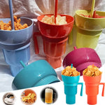 Load image into Gallery viewer, 2-in-1 Snack Bowl and Drink Cup with Straw
