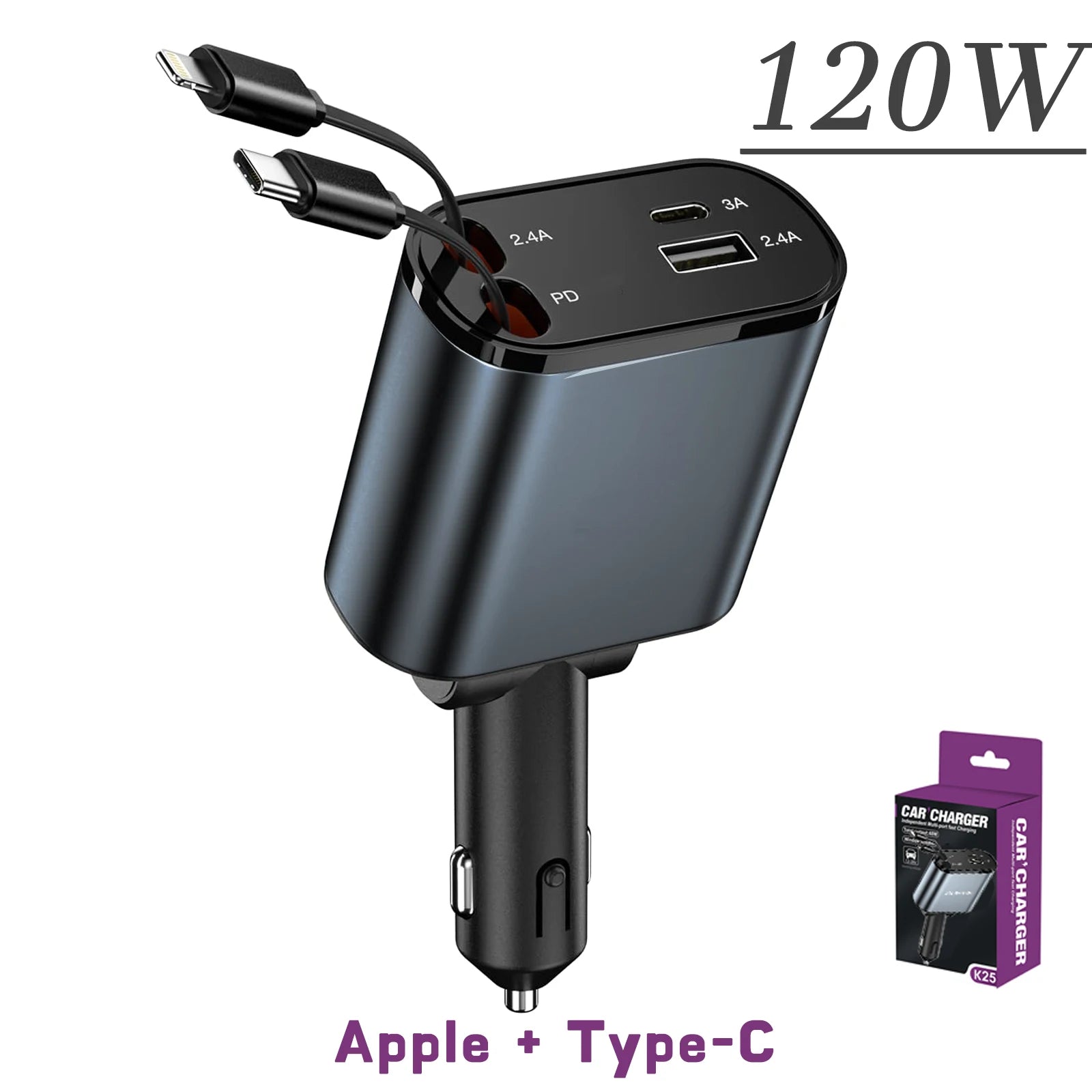 4-in-1 Retractable Car Charger