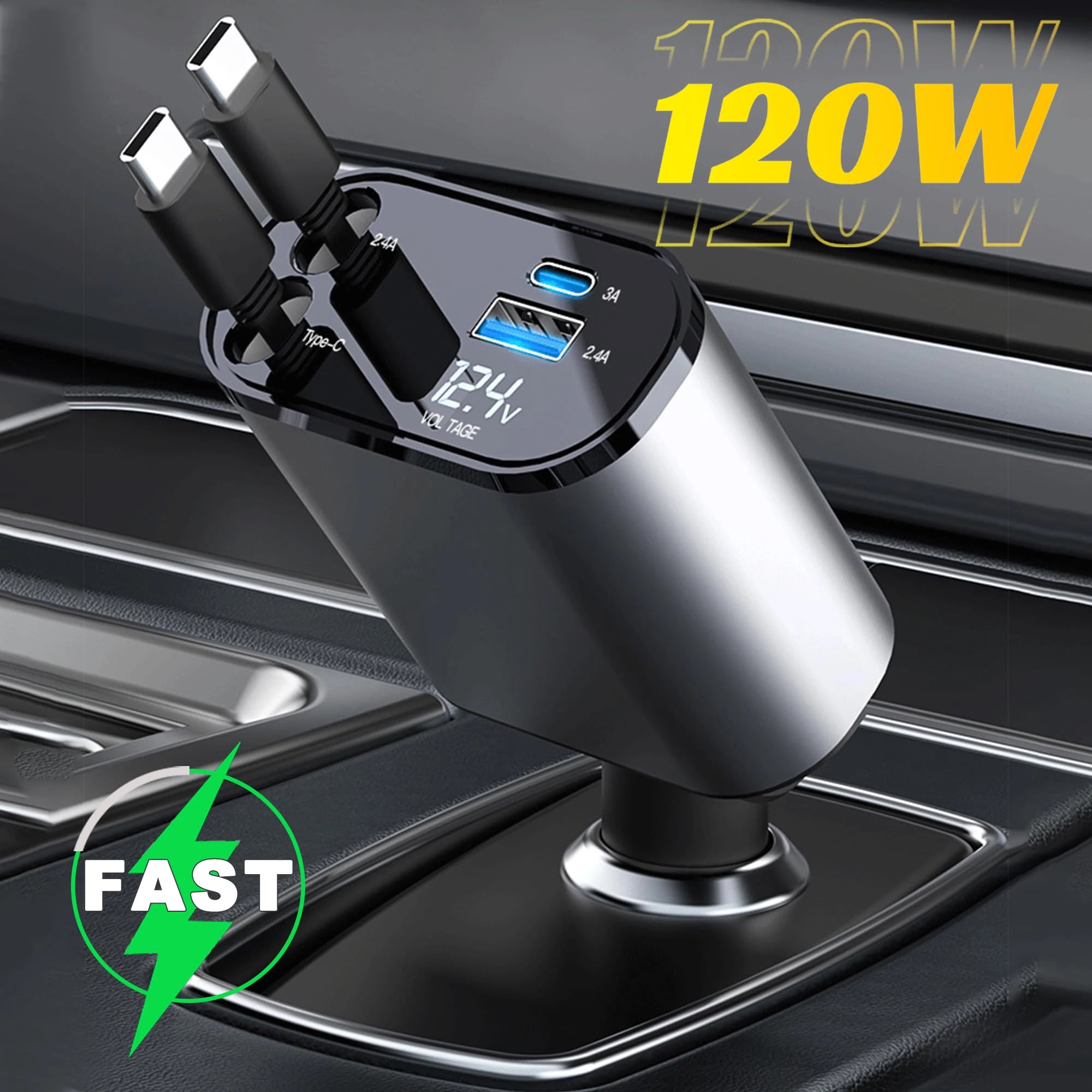 4-in-1 Retractable Car Charger